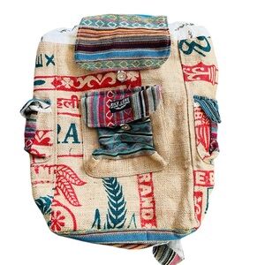 Rice Love Backpack Burlap NWT